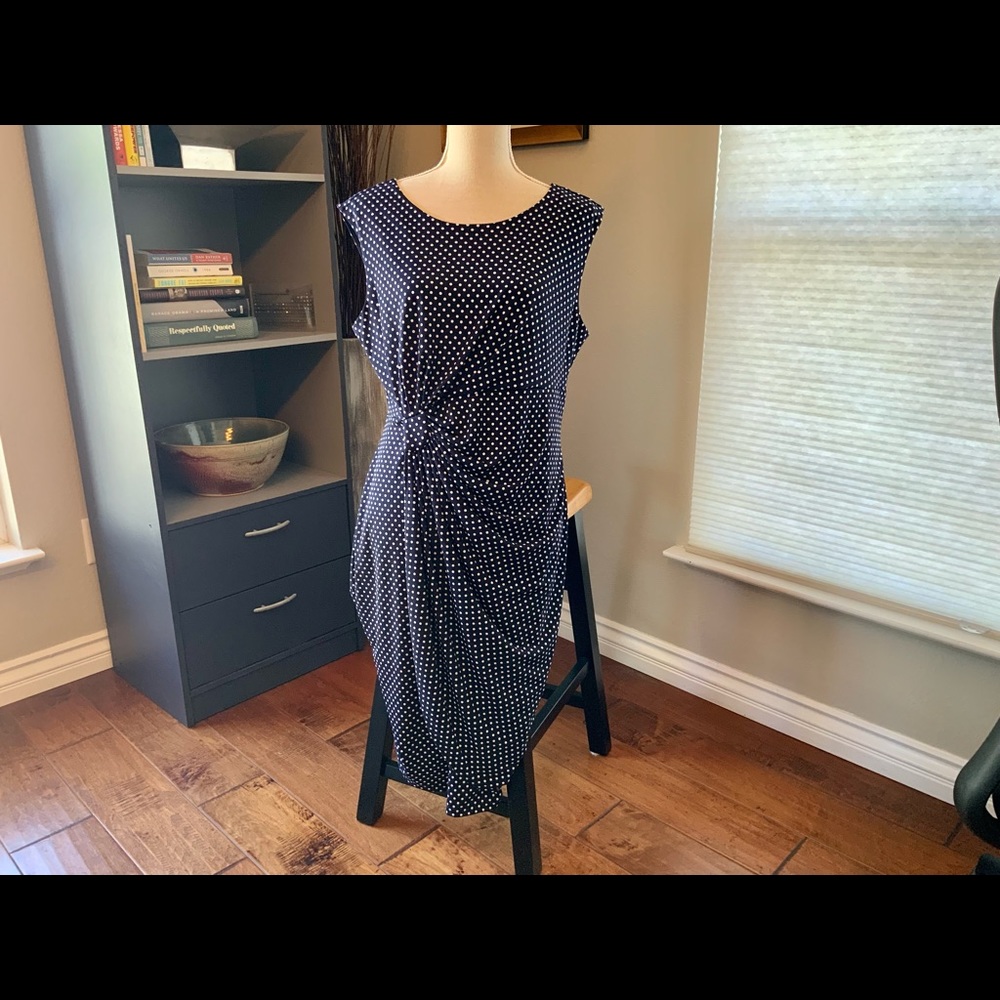 Sleeveless slip on dress, front gather NWT